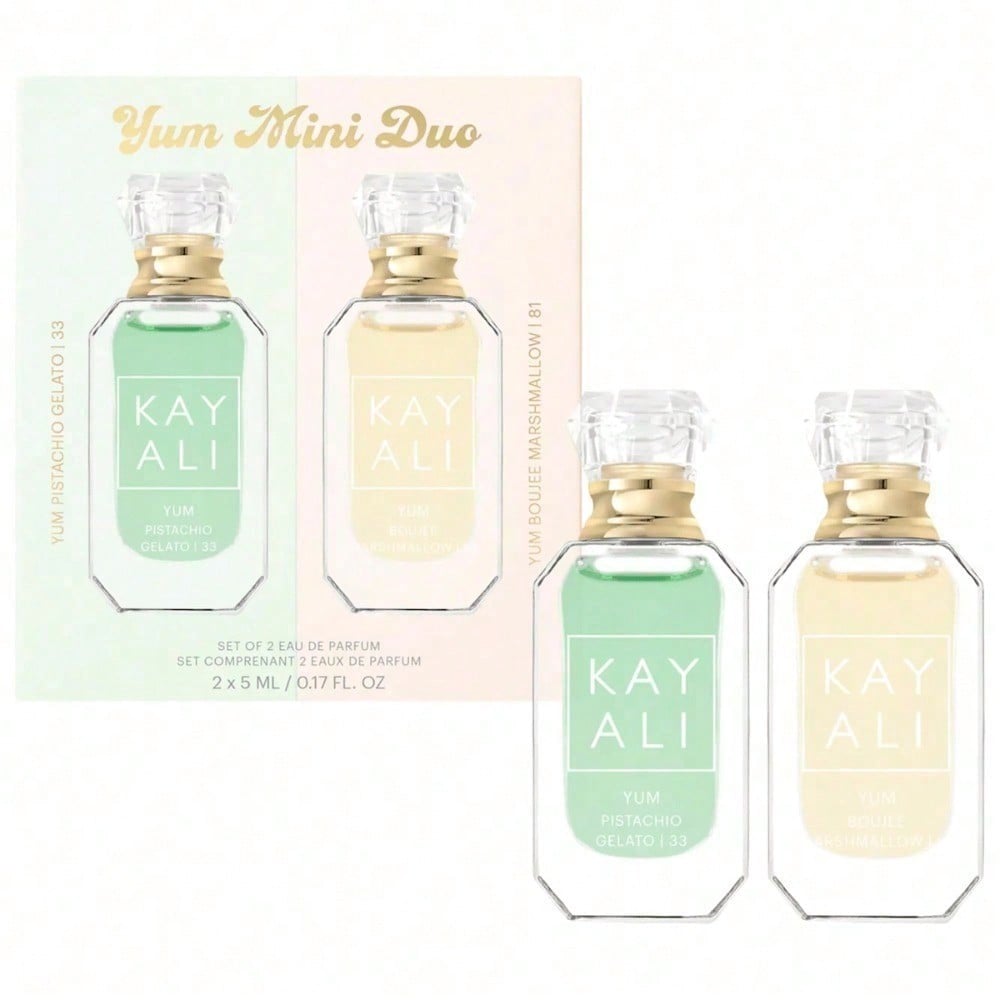 KAYALI YUM Mini Perfume Duo Set (2 X 5ml) - Pistachio Gelato & Boujee Marshmallow EDP, Travel-Size Luxury Fragrance Gift For Women- 2 X 0.1 Oz/ 5 ML Perfumes In YUM PISTACHIO GELATO | 33 Eau De Parfum Intense And YUM BOUJEE MARSHMALLOW | 81 Eau De Parfum